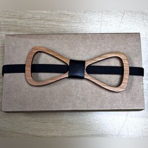 Wooden Bow Tie with Black Accent